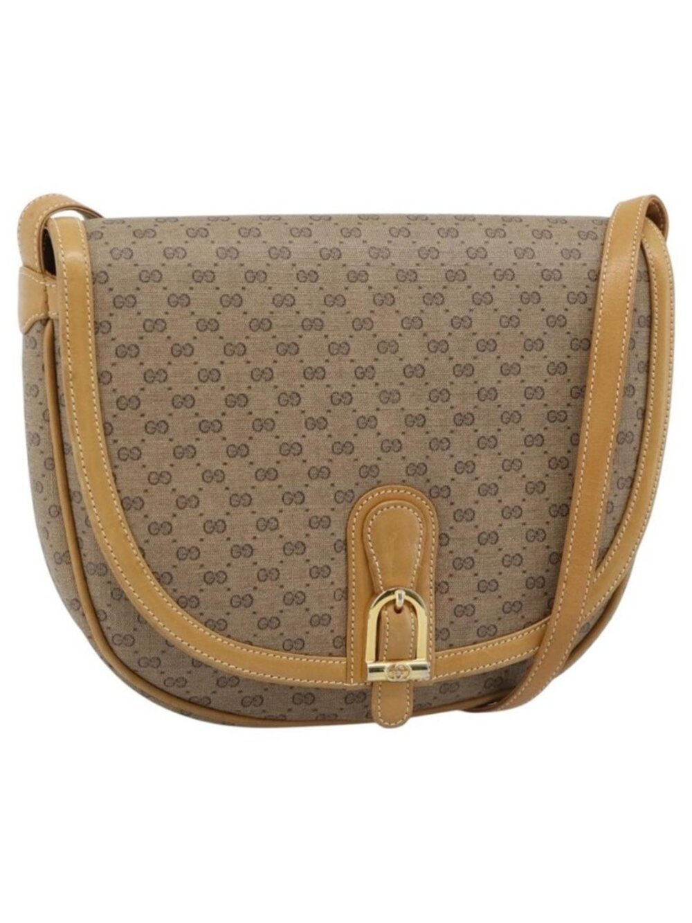Authentic GUCCI Micro GG Supreme Shoulder Bag PVC Beige Gold